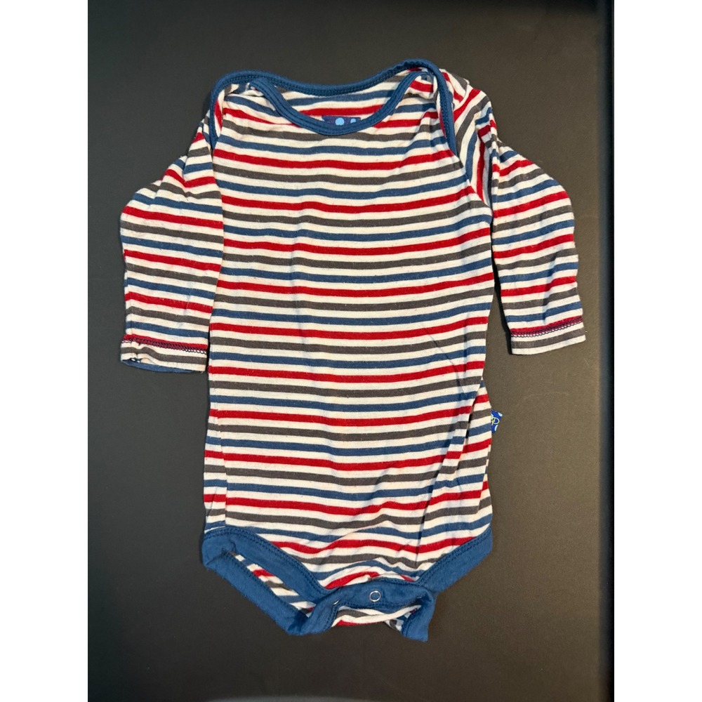 Kikee Pants Bamboo Long Sleeve Striped Shirt Bodysuit 4th of July 3-6M